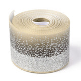 2 Roll Gradient Polyester Ribbon, Single Face Printed Grosgrain Ribbon, with Glitter Powders, for Crafts Gift Wrapping, Party Decoration, Light Khaki, 1-1/2 inch(38mm), about 5 yards/roll(4.57m/roll)