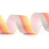 2 Roll Gradient Polyester Ribbon, Single Face Printed Grosgrain Ribbon, with Glitter Powders, for Crafts Gift Wrapping, Party Decoration, Orange, 1-1/2 inch(38mm), about 5 yards/roll(4.57m/roll)