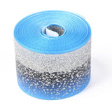 2 Roll Gradient Polyester Ribbon, Single Face Printed Grosgrain Ribbon, with Glitter Powders, for Crafts Gift Wrapping, Party Decoration, Deep Sky Blue, 1-1/2 inch(38mm), about 5 yards/roll(4.57m/roll)