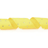 1 Roll Polyester Grosgrain Ribbon, with Single Face Crystal Rhinestone, for Crafts Gift Wrapping, Party Decoration, Yellow, 2 inch(52mm), 5 yards/roll(4.57m/roll)