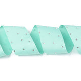 1 Roll Polyester Grosgrain Ribbon, with Single Face Crystal Rhinestone, for Crafts Gift Wrapping, Party Decoration, Turquoise, 2 inch(52mm), 5 yards/roll(4.57m/roll)