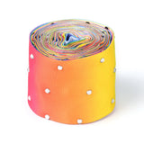 1 Roll Polyester Grosgrain Ribbon, with Single Face Crystal Rhinestone, for Crafts Gift Wrapping, Party Decoration, Colorful, 2 inch(52mm), 5 yards/roll(4.57m/roll)