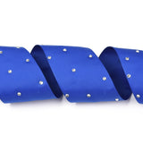 1 Roll Polyester Grosgrain Ribbon, with Single Face Crystal Rhinestone, for Crafts Gift Wrapping, Party Decoration, Blue, 2 inch(52mm), 5 yards/roll(4.57m/roll)