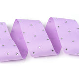 1 Roll Polyester Grosgrain Ribbon, with Single Face Crystal Rhinestone, for Crafts Gift Wrapping, Party Decoration, Lilac, 2 inch(52mm), 5 yards/roll(4.57m/roll)