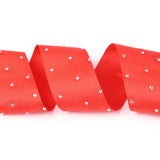 1 Roll Polyester Grosgrain Ribbon, with Single Face Crystal Rhinestone, for Crafts Gift Wrapping, Party Decoration, Red, 2 inch(52mm), 5 yards/roll(4.57m/roll)