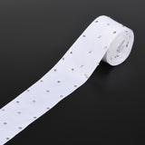 1 Roll Polyester Grosgrain Ribbon, with Single Face Crystal Rhinestone, for Crafts Gift Wrapping, Party Decoration, White, 2 inch(52mm), 5 yards/roll(4.57m/roll)