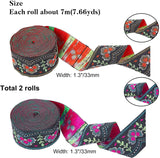 2 Pcs 7 Yards Jacquard Ribbon Vintage Woven Trim, 1.3 Inch Floral Woven Embroidered Ribbon Fabric DIY for Embellishment Craft Supplies Clothes Strap Sewing Decor Trim