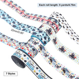 35 Yards 7 Style Graduation Ribbon Set, Polyester Grad Cap Metallic Star Printed Grosgrain Ribbon for Craft Gift Wrapping Graduate Ceremony Classroom School Decor