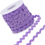 Wave Bending Fringe Trim, Sewing Ribbon, with Plastic Empty Spools, Purple,  3/16 inches~3/8 inch(5~8.5mm), about 25m/strand, 1strand