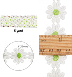 Polyester Ribbon, for Curtain Lace Trimmings, Daisy, Lime Green, 1 inches(25mm), about 5yards/card( 4.57m/card)