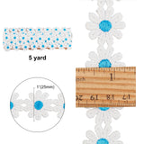 Polyester Ribbon, for Curtain Lace Trimmings, Daisy, Sky Blue, 1 inches(25mm), about 5yards/card( 4.57m/card)