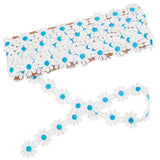 Polyester Ribbon, for Curtain Lace Trimmings, Daisy, Sky Blue, 1 inches(25mm), about 5yards/card( 4.57m/card)
