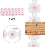 Polyester Ribbon, for Curtain Lace Trimmings, Daisy, Pink, 1 inches(25mm), about 5yards/card( 4.57m/card)