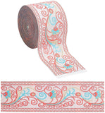 7.65 Yard Embroidered Jacquard Ribbon 2 Width Vintage Embroidered Ribbon Floral Woven Trim Fabric for Embellishment Craft Supplies, Pink
