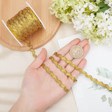 1 Roll 27yd/25m Glitter Gold RIC Rac Trim Ribbon Wave Sewing Bending Fringe Trim 5mm/0.2 inch for Sewing Flower Making Wedding Party Lace Ribbon Craft