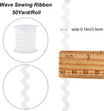 50Yard Rick Rack Trim Ribbon Wave Sewing Bending Fringe Trim 3.5mm for Sewing Flower Making Wedding Party Lace Ribbon Craft (White)