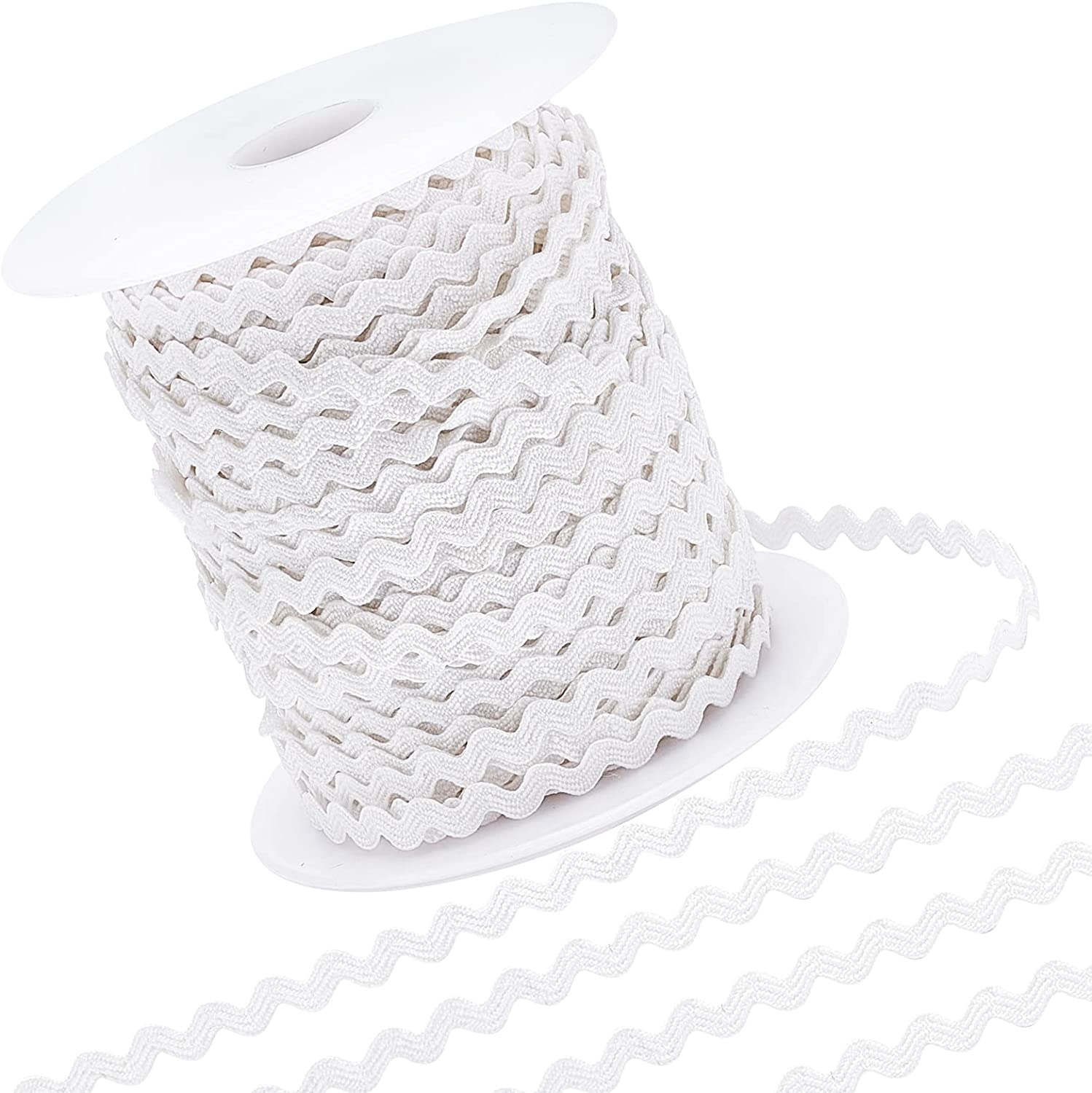 50Yard Rick Rack Trim Ribbon Wave Sewing Bending Fringe Trim 3.5mm for Sewing Flower Making Wedding Party Lace Ribbon Craft (White)