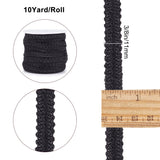1 Bag 10 Yards Polyester Centipede Braid Lace Trimming, Craft Ribbon for Wedding, Costume, Jewelry, Crafts and Sewing, Black, 3/8 inch(11mm)
