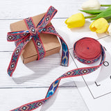 1 Bundle Embroidery Polyester Ribbons, Jacquard Ribbon, Garment Accessories, Floral Pattern, Black, 51mm, about 7m/bundle