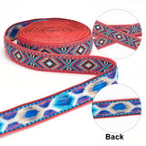 1 Bundle Embroidery Polyester Ribbons, Jacquard Ribbon, Garment Accessories, Floral Pattern, Black, 51mm, about 7m/bundle