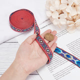 1 Bundle Embroidery Polyester Ribbons, Jacquard Ribbon, Garment Accessories, Floral Pattern, Black, 51mm, about 7m/bundle