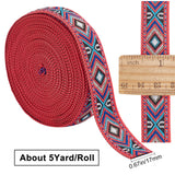 1 Bundle Embroidery Polyester Ribbons, Jacquard Ribbon, Garment Accessories, Floral Pattern, Black, 51mm, about 7m/bundle