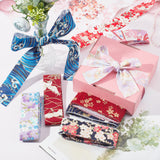 1 Set 12 Colors 12 Yards Floral Cotton Ribbon Japanese Kimono Style Single Printed 1-1/2 inch Width Trimming Fabric for DIY Handmade Sewing Crafts Hair Bow Headwear Gift Wrapping Accessories