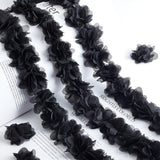 1 Bag 5 Yards 3D Chiffon Flower Lace Edge Trim Ribbon 1-7/8 Inch Width Vintage Style Black Edging Trimming Fabric for DIY Sewing Applique Wedding Dress Clothes Embroidery Decoration Accessories