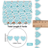1 Bag 5 Yards 23mm Cyan Heart Lace Trim Heart-Shaped Embroidered Woven Ribbon White Edging Trimmings Applique for DIY Sewing Crafts Clothing Curtain Skirt Hat Bags Photo Frame Embellishments