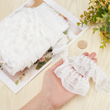 1 Bag 11 Yards White Double-Layer Pleated Chiffon Lace Trim 5cm Wide 2-Layer Gathered Ruffle Trim Edging Tulle Trimmings Fabric Ribbon for Home DIY Sewing Crafts Costume Pillowcase Embellishments