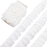 1 Bag 11 Yards White Double-Layer Pleated Chiffon Lace Trim 5cm Wide 2-Layer Gathered Ruffle Trim Edging Tulle Trimmings Fabric Ribbon for Home DIY Sewing Crafts Costume Pillowcase Embellishments