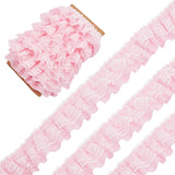1 Bag 11 Yards Pink Double-Layer Pleated Chiffon Lace Trim 5cm Wide 2-Layer Gathered Ruffle Trim Edging Tulle Trimmings Fabric Ribbon for Home DIY Sewing Crafts Costume Pillowcase Embellishments