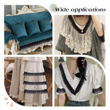 1 Bag 11 Yards Black Double-Layer Pleated Chiffon Lace Trim 5cm Wide 2-Layer Gathered Ruffle Trim Edging Tulle Trimmings Fabric Ribbon for Home DIY Sewing Crafts Costume Pillowcase Embellishments