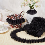1 Bag 11 Yards Black Double-Layer Pleated Chiffon Lace Trim 5cm Wide 2-Layer Gathered Ruffle Trim Edging Tulle Trimmings Fabric Ribbon for Home DIY Sewing Crafts Costume Pillowcase Embellishments