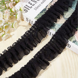 1 Bag 11 Yards Black Double-Layer Pleated Chiffon Lace Trim 5cm Wide 2-Layer Gathered Ruffle Trim Edging Tulle Trimmings Fabric Ribbon for Home DIY Sewing Crafts Costume Pillowcase Embellishments