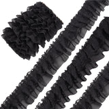 1 Bag 11 Yards Black Double-Layer Pleated Chiffon Lace Trim 5cm Wide 2-Layer Gathered Ruffle Trim Edging Tulle Trimmings Fabric Ribbon for Home DIY Sewing Crafts Costume Pillowcase Embellishments