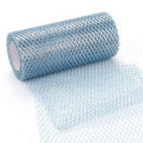 5 Roll Glitter Deco Mesh Ribbons, Tulle Fabric, Rhombus Mesh Tulle Fabric, for Wedding Party Decoration, Skirts Decoration Making, Light Blue, 5.86~5.94 inch(14.9~15.1cm),  10yards/roll