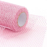 5 Roll Glitter Deco Mesh Ribbons, Tulle Fabric, Rhombus Mesh Tulle Fabric, for Wedding Party Decoration, Skirts Decoration Making, Pink, 5.86~5.94 inch(14.9~15.1cm),  10yards/roll