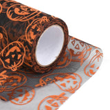 2 Roll Halloween Deco Mesh Ribbons, Tulle Fabric, for DIY Craft Gift Packaging, Home Party Wall Decoration, Jack-O-Lantern Pattern, Black, 5-1/8 inch(129mm), 10yards/roll(9.14m/roll)