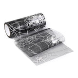 2 Roll Halloween Deco Mesh Ribbons, Sparkle Tulle Fabric, for DIY Craft Gift Packaging, Home Party Wall Decoration, Spider & Spider Web pattern, Silver, 5-1/8 inch(129mm), 10 yards/roll(9.14m/roll)