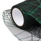 2 Roll Halloween Deco Mesh Ribbons, Sparkle Tulle Fabric, for DIY Craft Gift Packaging, Home Party Wall Decoration, Spider & Spider Web pattern, Lime Green, 5-1/8 inch(129mm), 10 yards/roll(9.14m/roll)