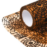 2 Roll Halloween Deco Mesh Ribbons, Tulle Fabric, for DIY Craft Gift Packaging, Home Party Wall Decoration, Spider & Spider Web pattern, Dark Orange, 5-1/8 inch(129mm), 10 yards/roll(9.14m/roll)
