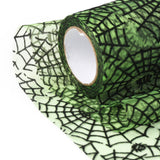 2 Roll Halloween Deco Mesh Ribbons, Tulle Fabric, for DIY Craft Gift Packaging, Home Party Wall Decoration, Spider & Spider Web pattern, Lime Green, 5-1/8 inch(129mm), 10 yards/roll(9.14m/roll)