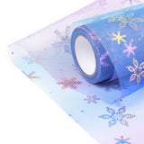 2 Roll Christams Deco Mesh Ribbons, Glitter Tulle Fabric, for DIY Craft Gift Packaging, Home Party Wall Decoration, Snowflake Pattern, Lilac, 5-7/8 inch(149mm), 10 yards/roll(9.14m/roll)