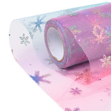 2 Roll Christams Deco Mesh Ribbons, Glitter Tulle Fabric, for DIY Craft Gift Packaging, Home Party Wall Decoration, Snowflake Pattern, Plum, 5-7/8 inch(149mm), 10 yards/roll(9.14m/roll)
