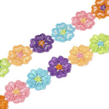 15 Yard 5 Petals Flower Polyester Lace Trims, Embroidered Applique Sewing Ribbon, for Sewing and Art Craft Decoration, Colorful, 1 inch(25mm), 15 yards/roll(13.72m/roll)