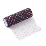 5 Roll Polka Dot Deco Mesh Ribbons, Tulle Fabric, Tulle Roll Spool Fabric For Skirt Making, Deep Pink, 6 inch(15cm), about 10yards/roll(9.144m/roll)