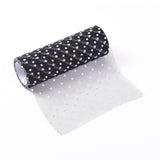 5 Roll Polka Dot Deco Mesh Ribbons, Tulle Fabric, Tulle Roll Spool Fabric For Skirt Making, Black, 6 inch(15cm), about 10yards/roll(9.144m/roll)