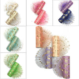 5 Roll Bowknot & Heart Deco Mesh Ribbons, Tulle Fabric, Tulle Roll Spool Fabric For Skirt Making, Mixed Color, 6 inch(15cm), about 10yards/roll(9.144m/roll)