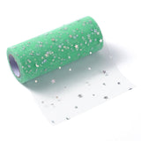 5 Roll Glitter Sequin Deco Mesh Ribbons, Tulle Fabric, Tulle Roll Spool Fabric For Skirt Making, Moon & Star Pattern, Medium Aquamarine, 6 inch(15cm), about 25yards/roll(22.86m/roll)